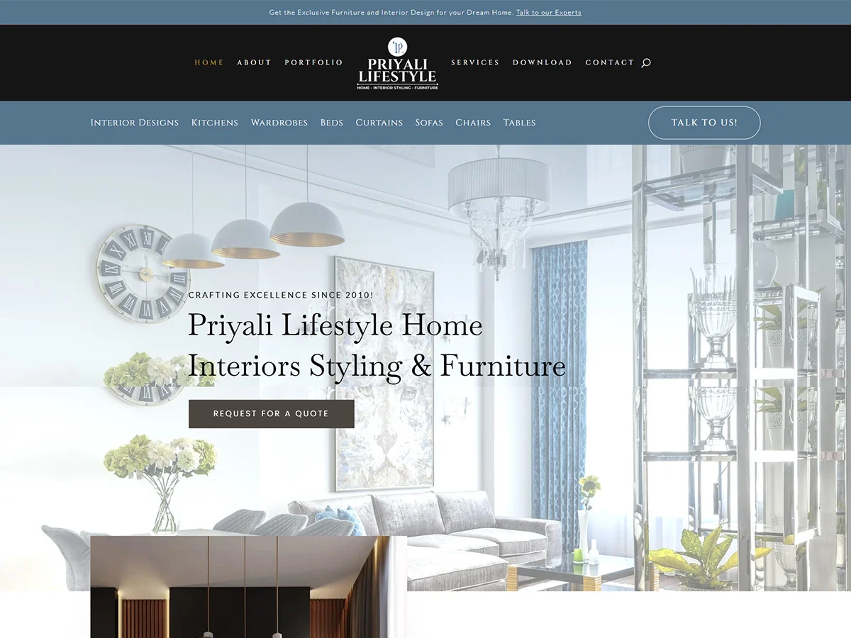 priyali-lifestyle-website-design Modern lifestyle brand website design for Priyali Lifestyle
